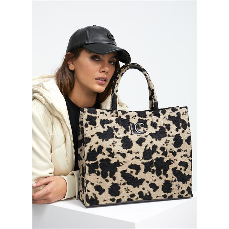 Bolso Shopper Cow Print Beig 