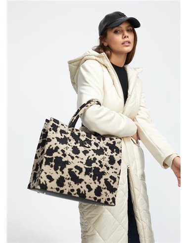 Bolso Shopper Cow Print Beig 