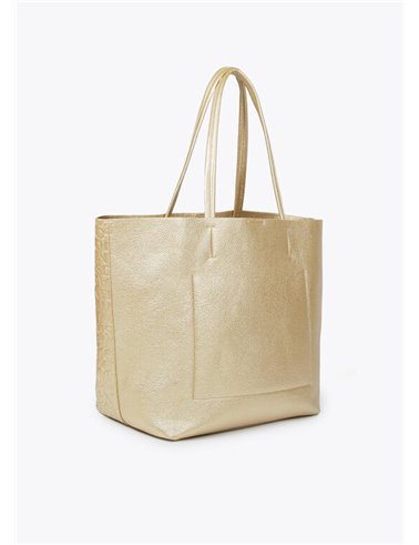 Bolso Shopper Grabado Oro 