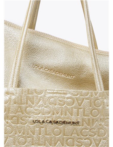 Bolso Shopper Grabado Oro 