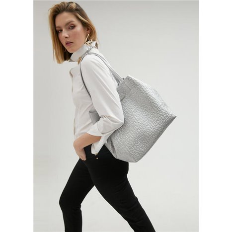 Bolso Shopper Grabado Plata 