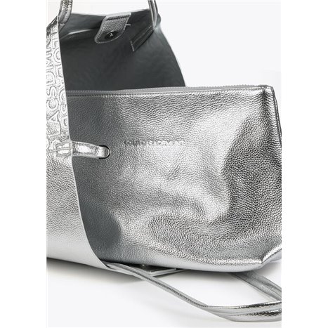 Bolso Shopper Grabado Plata 