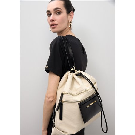 Bolso Mochila Nylon Beig