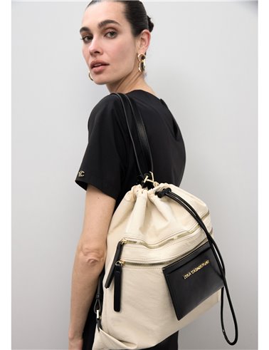 Bolso Mochila Nylon Beig