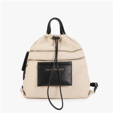 Bolso Mochila Nylon Beig