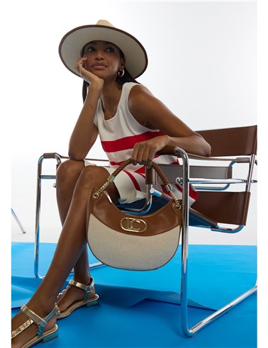 Bolso Hobo Canvas Bicolor Marrón