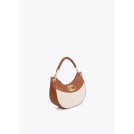 Bolso Hobo Canvas Bicolor Marrón
