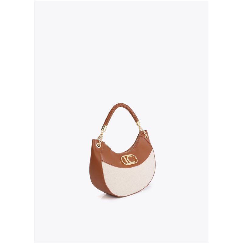 Bolso Hobo Canvas Bicolor Marrón