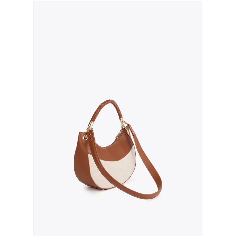 Bolso Hobo Canvas Bicolor Marrón