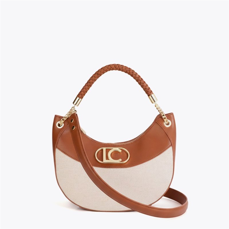 Bolso Hobo Canvas Bicolor Marrón