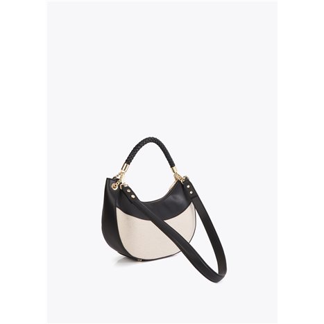 Bolso Hobo Canvas Bicolor Negro