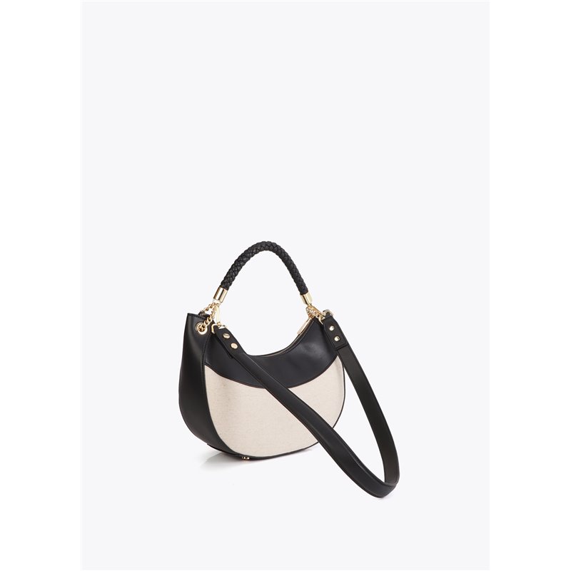 Bolso Hobo Canvas Bicolor Negro