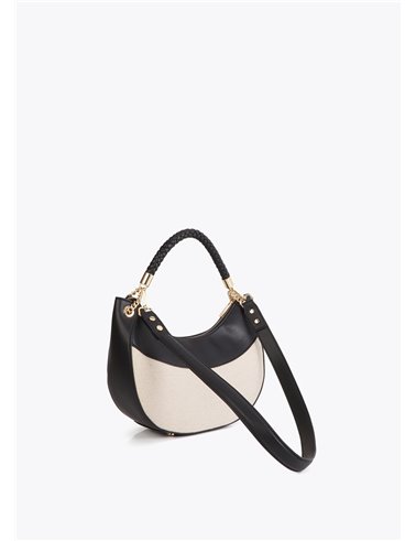 Bolso Hobo Canvas Bicolor Negro