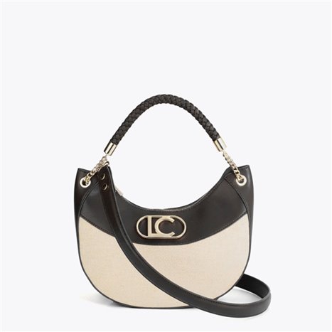 Bolso Hobo Canvas Bicolor Negro