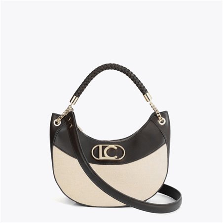 Bolso Hobo Canvas Bicolor Negro