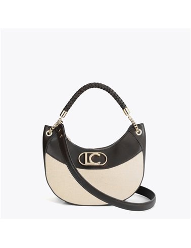 Bolso Hobo Canvas Bicolor Negro
