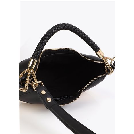 Bolso Hobo Canvas Bicolor Negro