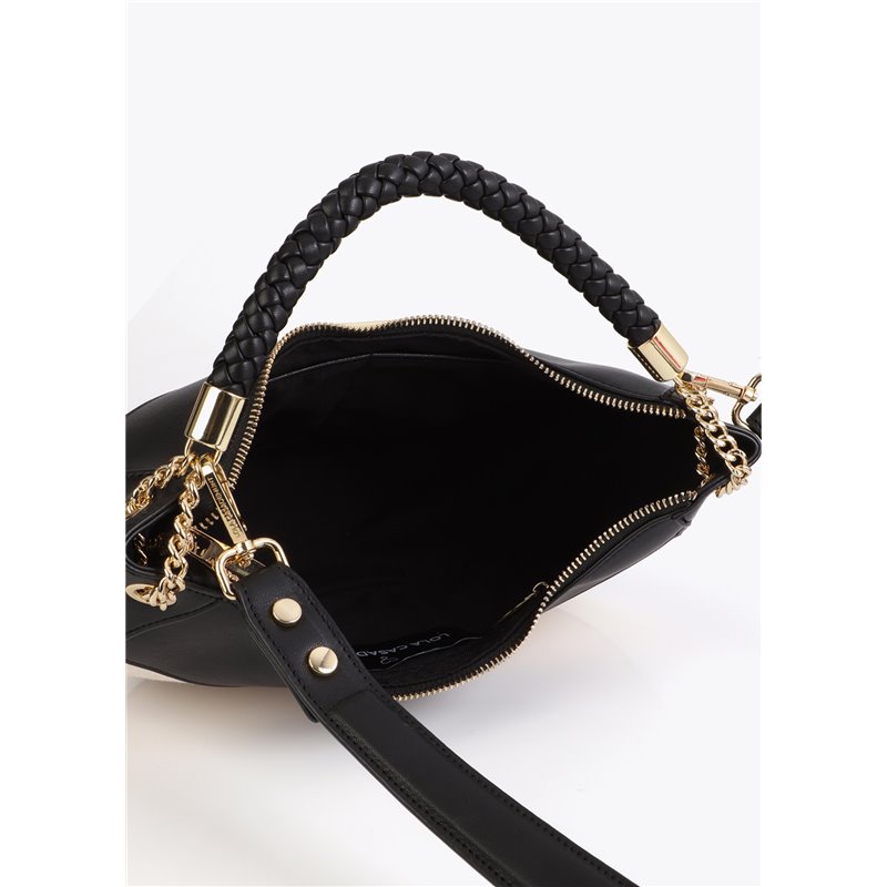 Bolso Hobo Canvas Bicolor Negro