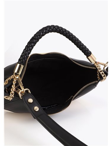 Bolso Hobo Canvas Bicolor Negro