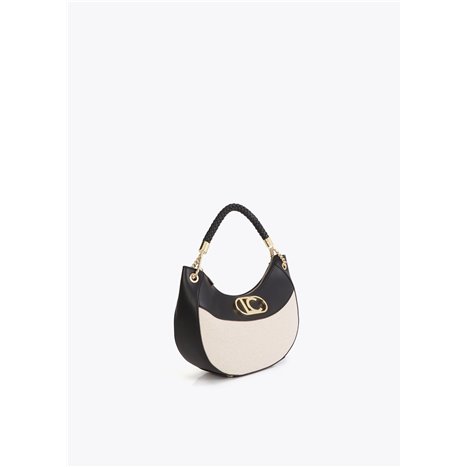 Bolso Hobo Canvas Bicolor Negro
