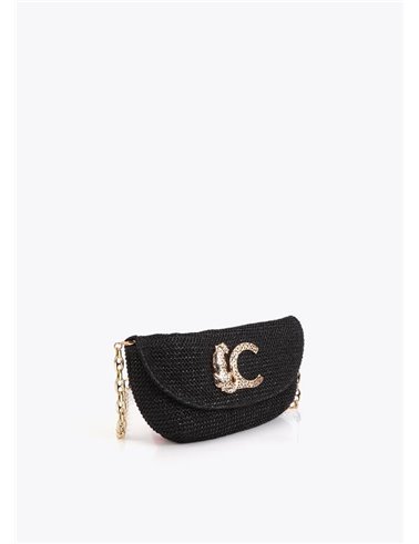 Bolso Cartera Lc Rafia Negro