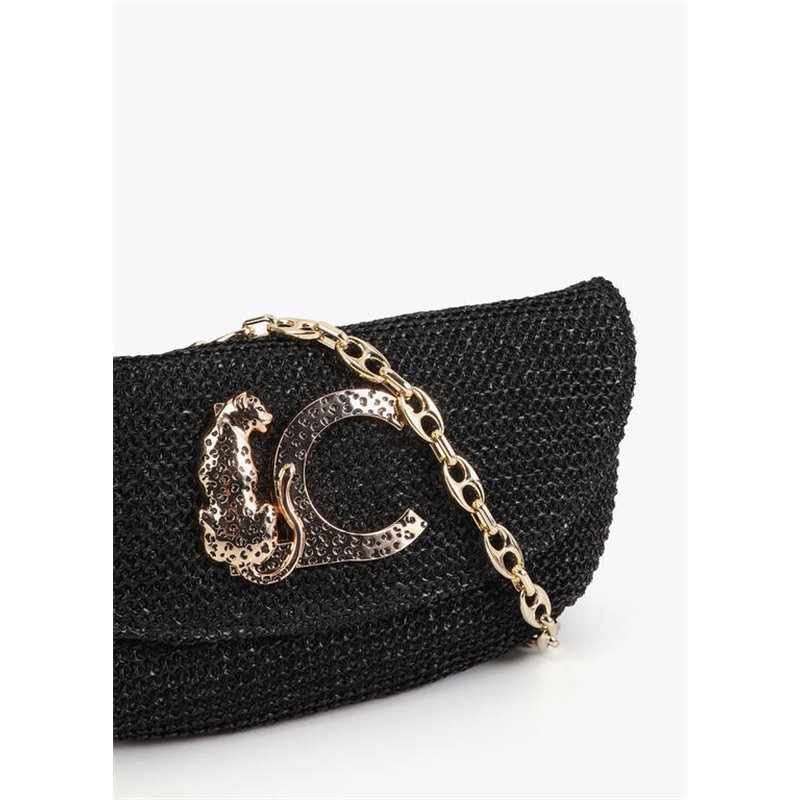 Bolso Cartera Lc Rafia Negro