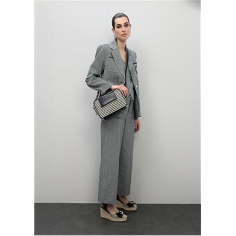 Bolso Cross Tejido Rayas Negro