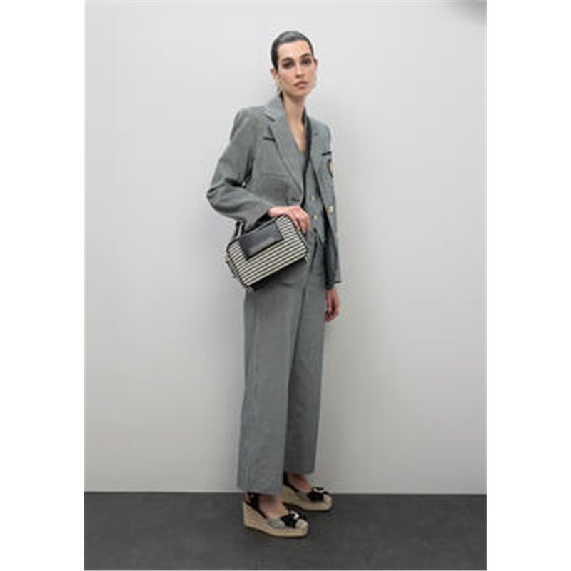 Bolso Cross Tejido Rayas Negro