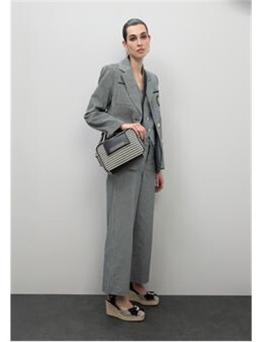 Bolso Cross Tejido Rayas Negro