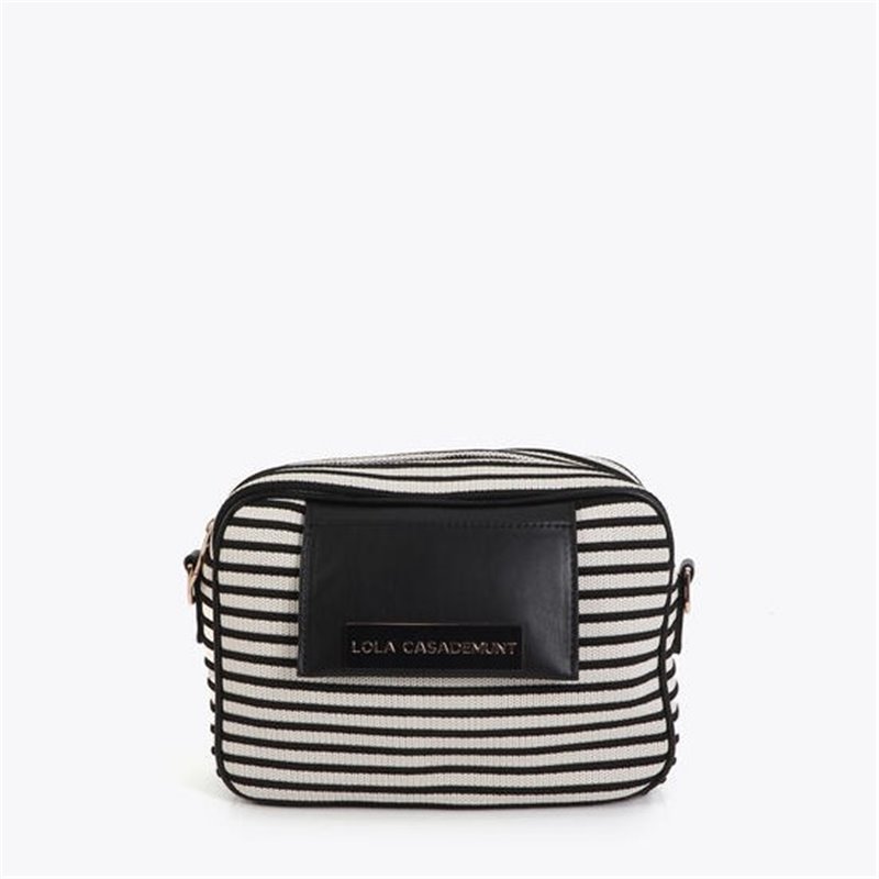 Bolso Cross Tejido Rayas Negro