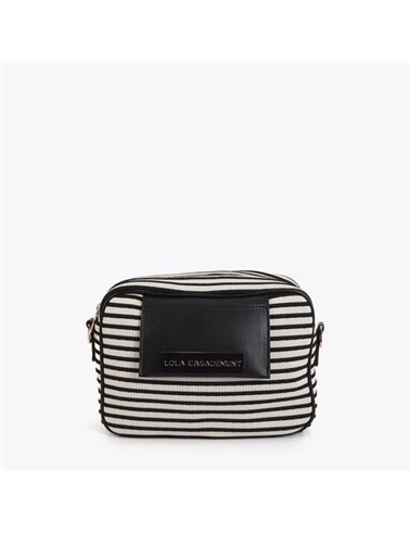Bolso Cross Tejido Rayas Negro