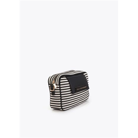 Bolso Cross Tejido Rayas Negro