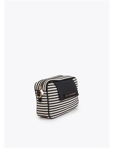 Bolso Cross Tejido Rayas Negro