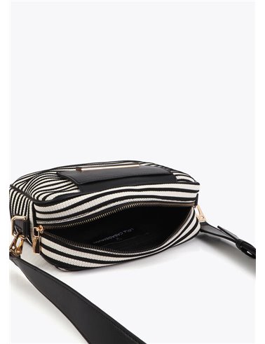 Bolso Cross Tejido Rayas Negro