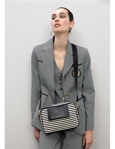 Bolso Cross Tejido Rayas Negro