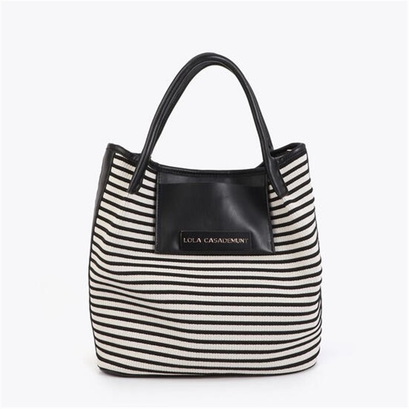 Bolso Shopper Tejido Rayas Negro Bolso Shopper Tejido Rayas Negro