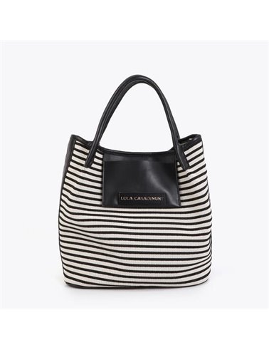 Bolso Shopper Tejido Rayas Negro