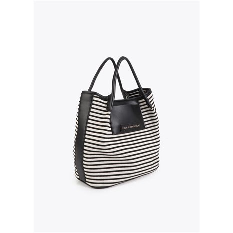 Bolso Shopper Tejido Rayas Negro Bolso Shopper Tejido Rayas Negro
