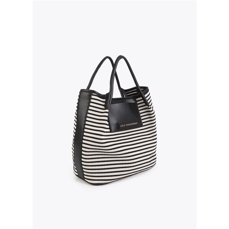 Bolso Shopper Tejido Rayas Negro Bolso Shopper Tejido Rayas Negro