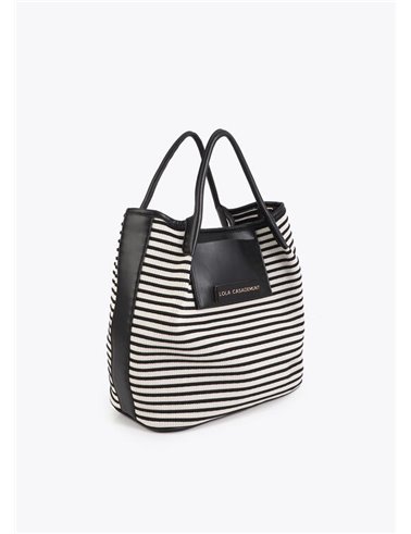Bolso Shopper Tejido Rayas Negro