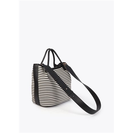 Bolso Shopper Tejido Rayas Negro Bolso Shopper Tejido Rayas Negro