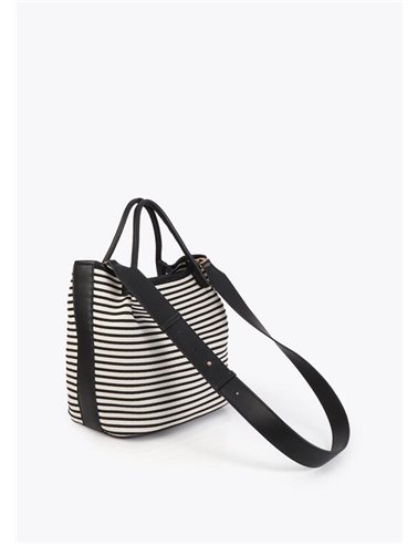 Bolso Shopper Tejido Rayas Negro
