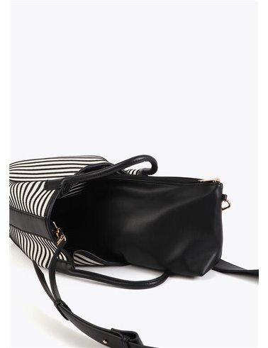 Bolso Shopper Tejido Rayas Negro