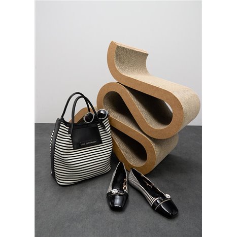 Bolso Shopper Tejido Rayas Negro Bolso Shopper Tejido Rayas Negro