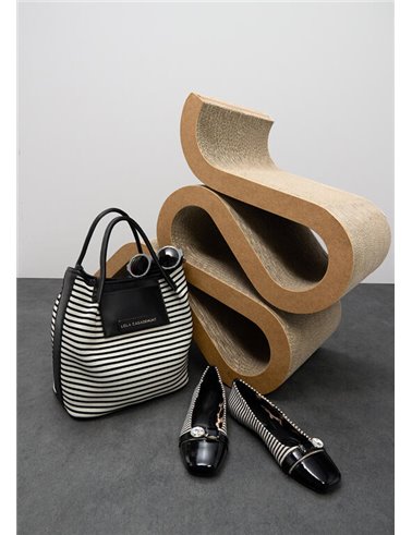 Bolso Shopper Tejido Rayas Negro