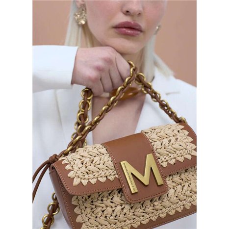 Bolso Bandolera Rafia Solapa Marrón