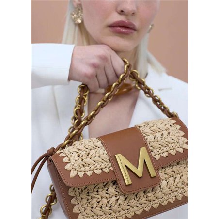 Bolso Bandolera Rafia Solapa Marrón