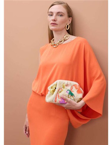 Bolso Cartera Pedreria Loritos Beig