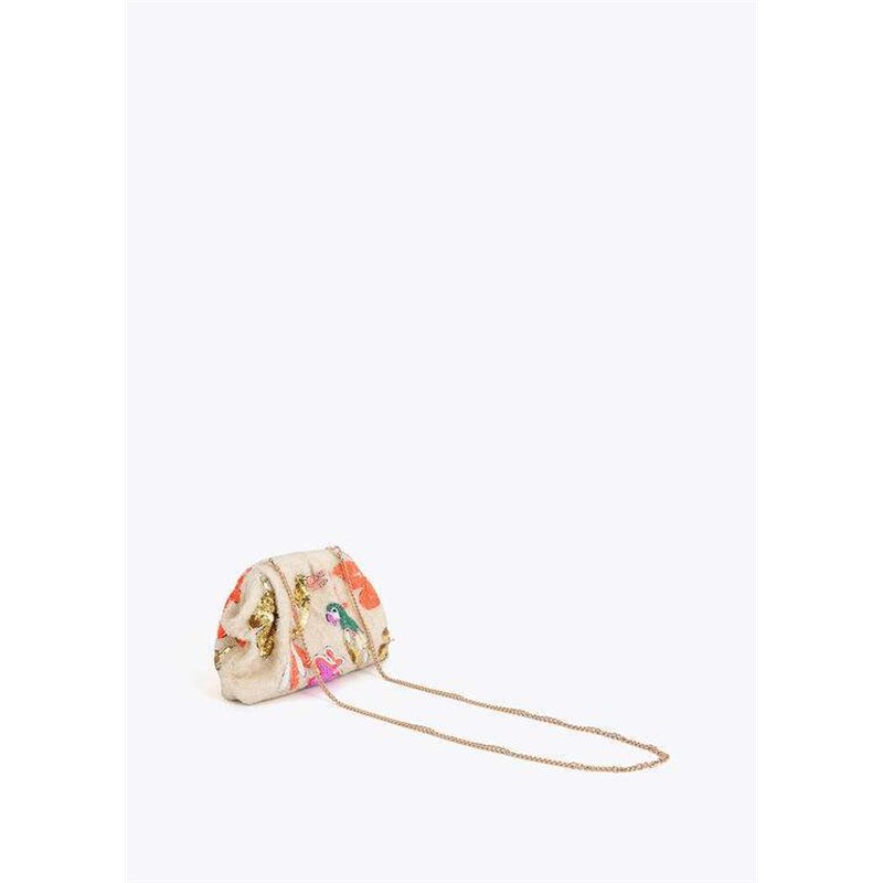 Bolso Cartera Pedreria Loritos Beig