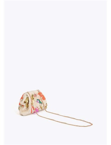 Bolso Cartera Pedreria Loritos Beig